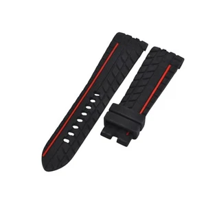 Correa de reloj de goma negra línea roja de 24 mm para Graham Silverstone RS - Imagen 1 de 6