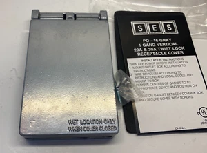SES 20A & 30A 1 Gang Aluminum Weatherproof Twist Lock Receptacle Cover -Vertical - Picture 1 of 6