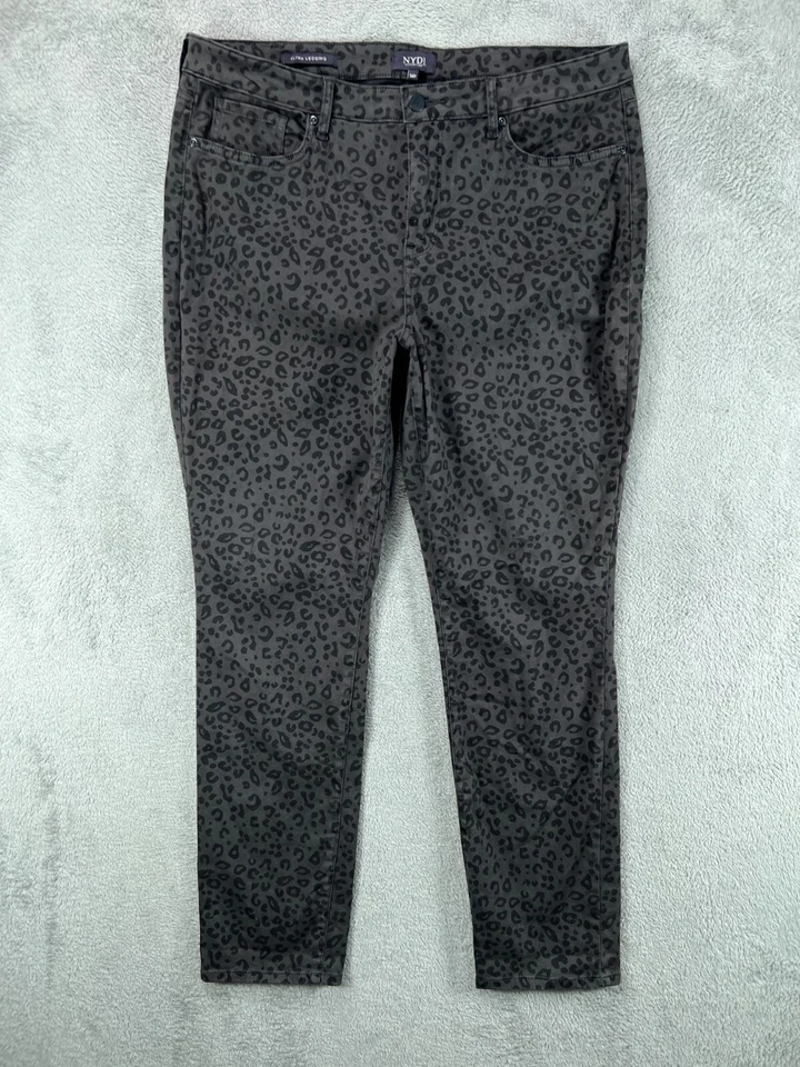 NYDJ Jeans Womens  Petite 14P Gray Alina Legging Lift Tuck Leopard Jeans Hi Rise - Image 1 of 4