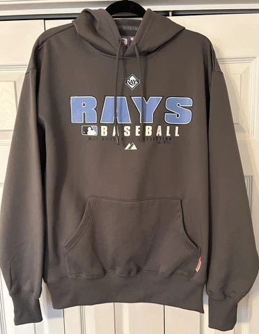 Majestic Tampa Bay Rays Thermabase Baseball Hoodie Sweatshirt Size XL 2008 Gray Cover