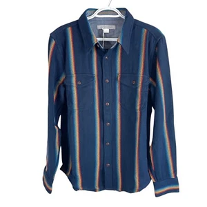NEW Outerknown Blanket Shirt Mens M Blue Striped Colorful Organic Cotton $148 - Picture 1 of 7