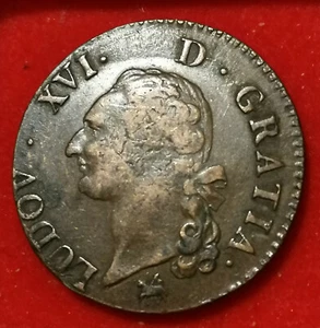 louis XVI ♦ 1 SOL ♦ 1791 B 1er Semestre ♦ ROUEN ♦ RARE ! - Imagen 1 de 2