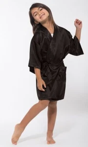 Kids Satin Silk Robe, Short V-Neck For Girls Sleepwear - Picture 1 of 24