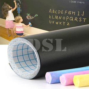 200 x 60cm Removable Blackboard Vinyl Wall Sticker Chalkboard Decal + 5 Chalk UK - Picture 1 of 6