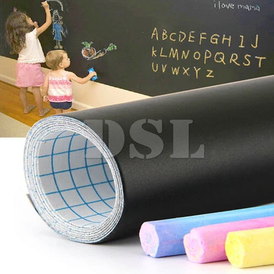 200 x 60cm Removable Blackboard Vinyl Wall Sticker Chalkboard Decal + 5 Chalk UK - Image 1 of 4
