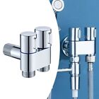 Dual Socket G12 Double Control Triangle Valve for Kitchen Sink Silver Color