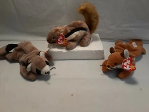 Forest beanie babies raccoon , fox and squirrel - Picture 1 of 7