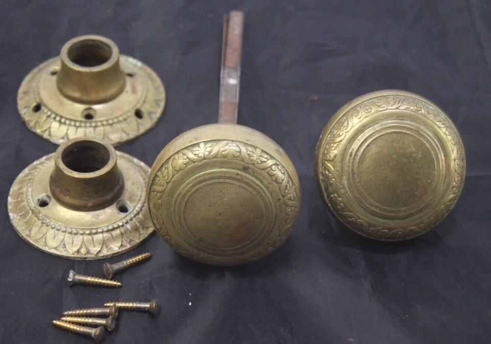 Yale & Towne Brass Concentric Flower Door Knob Set #4 - Image 1 of 3