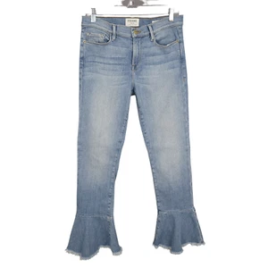 FRAME Le Skinny De Jeanne Jeans 29 Limerstone Blue Flounce Raw Edge Stretch - Imagen 1 de 9