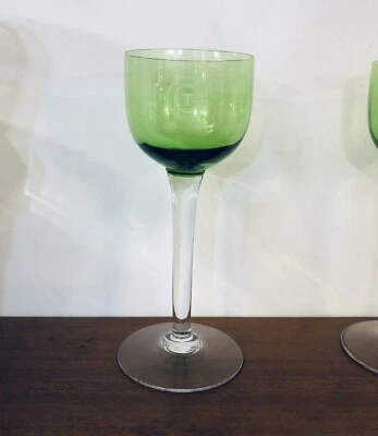 verre à vin d'alsace / roemer CGT en cristal vert DAUM pour le paquebot FRANCE - Photo 1/4
