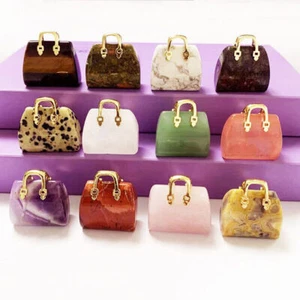 Mini Bolso de Mano de Piedra de Cristal Natural Colgante de Cuarzo Accesorios Tallados Artesanías - Imagen 1 de 27