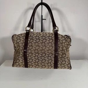 Celine Macadam Boston Bag Vintage Horse Carriage Print Tote Bag Satchel - Picture 1 of 7