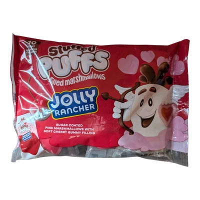 3X Stuffed Puffs Jolly Rancher CHERRY Marshmallow Filled Hearts Limited Edition  - Image 1 of 4