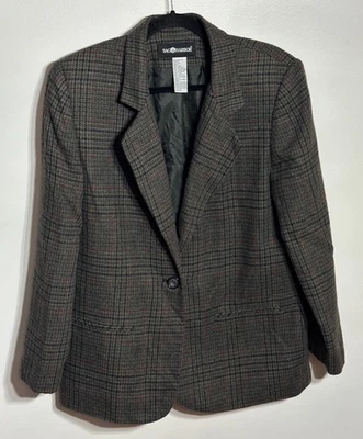 Blazer Vintage Sag Harbor Cuadros Lana Talla 12 Preppy Y2K Años 90’s Trabajo Académico Geek Foto 1 de 4