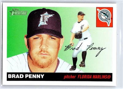 Cartão de beisebol Brad Penny 2004 Topps Heritage estampa curta Florida Marlins #467 - Imagem 1 de 2