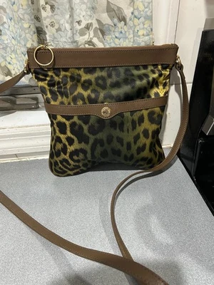 NUEVO SIN ETIQUETAS BANDOLERA JPK PARÍS ANIMAL PRINT LEOPARDO NAILON CUERO MARRÓN OLIVA/MARRÓN Foto 1 de 4