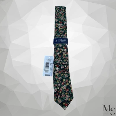Corbata de algodón para hombre $55 PENGUIN carbón floral 58"-3,2" nueva con etiquetas Foto 1 de 4