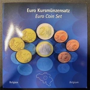 KMS - Belgien -  im Folder - Kursmünuensatz  (eingeschweißt und org.verpakt) (2) - Picture 1 of 3