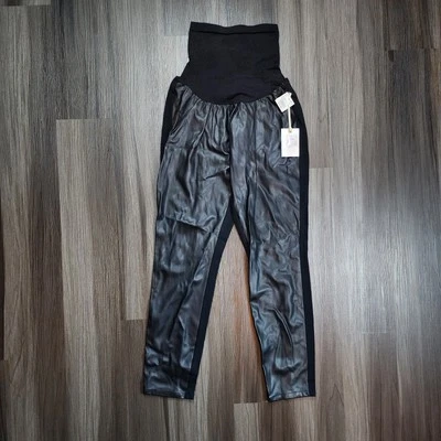 Jessica Simpson Maternity Secret Fit Belly Faux Leather Stretch Pull On Pants L - Image 1 of 4
