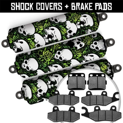 Front+Rear Green SK Shock Covers+Brake Pads for Yamaha YFZ450 LES/SET 2004 2005 - Image 1 of 4