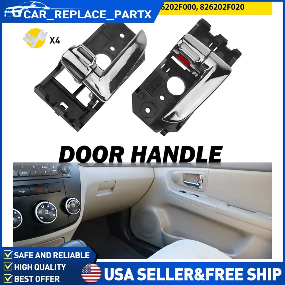 Manija de puerta interior cromada lado derecho para 04-09 KIA Spectra Spectra5 2 piezas Foto 1 de 4