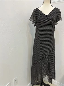 Vintage Adrianna Papell Silk Polka Dot Shift Dress Womens 12 - Picture 1 of 11
