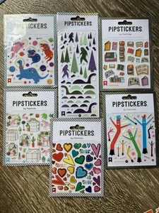 Pipsticks Pipstickers Sticker Sheet Lot 2021 6 Sheets Dinosaurs Cryptids Space - Picture 1 of 6
