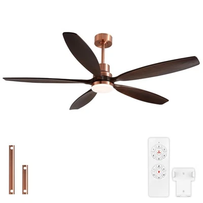 60" Ceiling Fan with Light and RemoteReversible DC Motor6SpeedModern Natural ... - Image 1 of 4