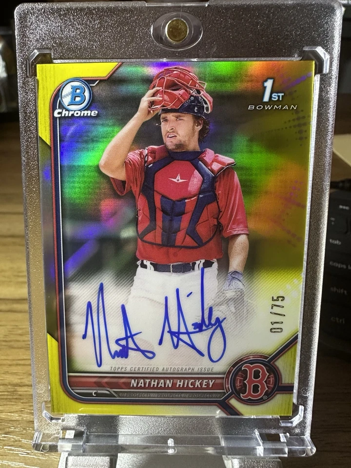 2022 Bowman Chrome -  Nathan Hickey #CPA-NH Yellow Refractor 01/75!!  - Image 1 of 3