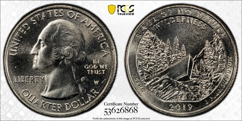 2019 W PCGS MS65 Gold Shield River of no Return NP Quarter - 53626868 - Image 1 of 1