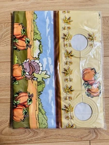 Cortina de ducha de vinilo vintage de acción de gracias cosecha calabaza pavo sin gancho nueva en caja - Imagen 1 de 2