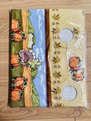 Cortina de ducha de vinilo vintage de acción de gracias cosecha calabaza pavo sin gancho nueva en caja Foto 1 de 2