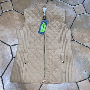 Joules Quilted Padded Gilet Size 12 Pockets Full Zip Riding Work Tan New - Picture 1 of 7