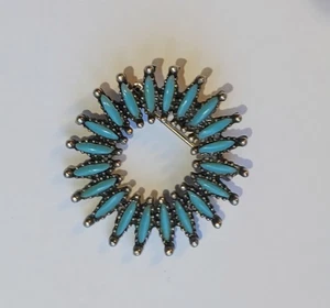 Southwestern Türkis Blau Howlith Steine Starburst Kreis Vintage Brosche Anstecknadel - Bild 1 von 5