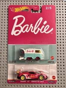 Hot Wheels Pop Culture BARBIE Lot of 2: Corvette C8.R & Kool Kombi Real Riders - Picture 1 of 5