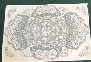 MACHINE MADE White Lace Rose Design Table Doily 11 X 17 INCH NEW - Picture 1 of 5