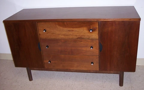 MCM Vintage Mid Century Modern Danish Modern CREDENZA Buffet 50" long Teak? Cover