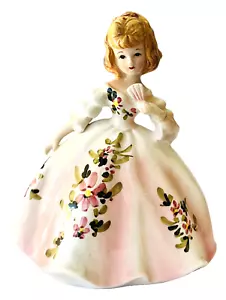 Kelvin's Exclusives Figurine Susan C-503 Girl in Flowered Pink Dress Ceramic 7" - Picture 1 of 8