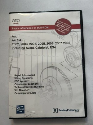 AUDI A4 S4 TALLER SERVICIO REPARACIÓN MANUAL DVD Rom Avant RS4 CABRIOLET 2002-2008 Foto 1 de 4
