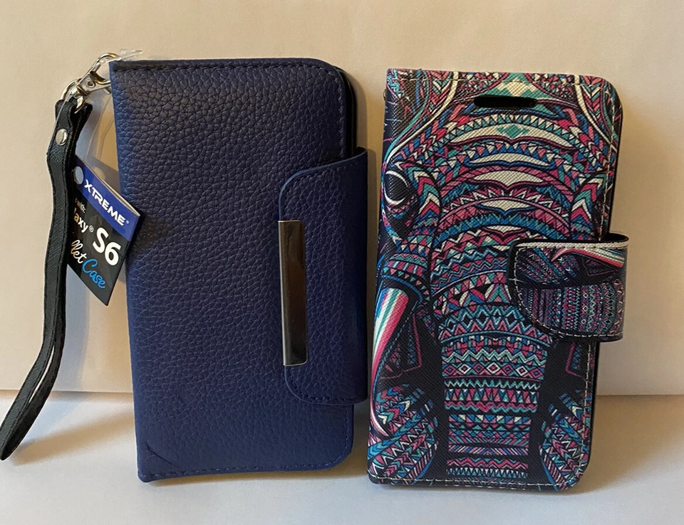 Funda tipo billetera azul X Treme 1 para teléfono Galaxy S6 y obtén una más gratis (multi colores) Foto 1 de 4