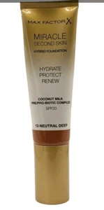 MAX FACTOR Miracle Second Skin Hybrid Foundation 30ml (12- Neutral Deep) Dark - Picture 1 of 2