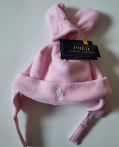 Polo Ralph Lauren Baby Girl Fleece Trapper Hat and Mittens 2-piece Set PINK - Picture 1 of 7