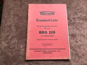 Lista de piezas de repuesto Triumph BDG 250 junio 1950 original - Imagen 1 de 1