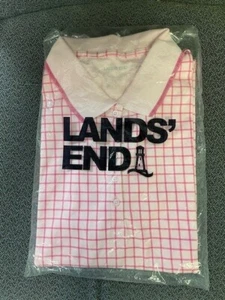 New in Wrapper Land's End Supima Polo Shirt XL Size Extra Large Pink Plaid - Picture 1 of 2