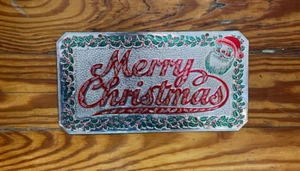 Vintage Mid Century "Merry Christmas" Novelty License Plate Thin Embossed Foil - Picture 1 of 5