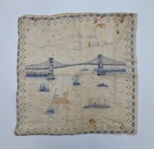 Antique Handkerchief Brooklyn Bridge Souvenir NYC 12" Child's Bandana Victorian