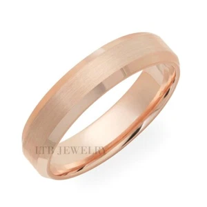 10K SOLID ROSE GOLD MENS WOMENS WEDDING BANDS RINGS BEVELED EDGE SATIN FINISH - Picture 1 of 1