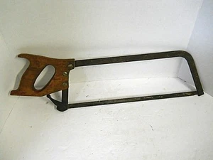Vintage Meat Bone Saw Butchers Cutting Tool Wood Handle 18" Blade Man Cave Decor - Picture 1 of 9