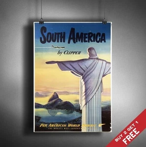 PÓSTER A3 GRANDE SUDAMÉRICA De colección Retro Viaje Arte de Pared Decoración del Hogar Imagen - Imagen 1 de 3
