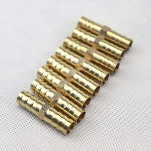 8Pcs 3/8" 10mm Brass Hose Barb Mender Union Brass Fitting Gas Fuel Water Air - Picture 1 of 6